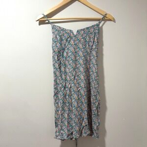 Aeropostale Floral Mini Dress Green Pink Cottage‎ Tie Back Sundress Party Casual